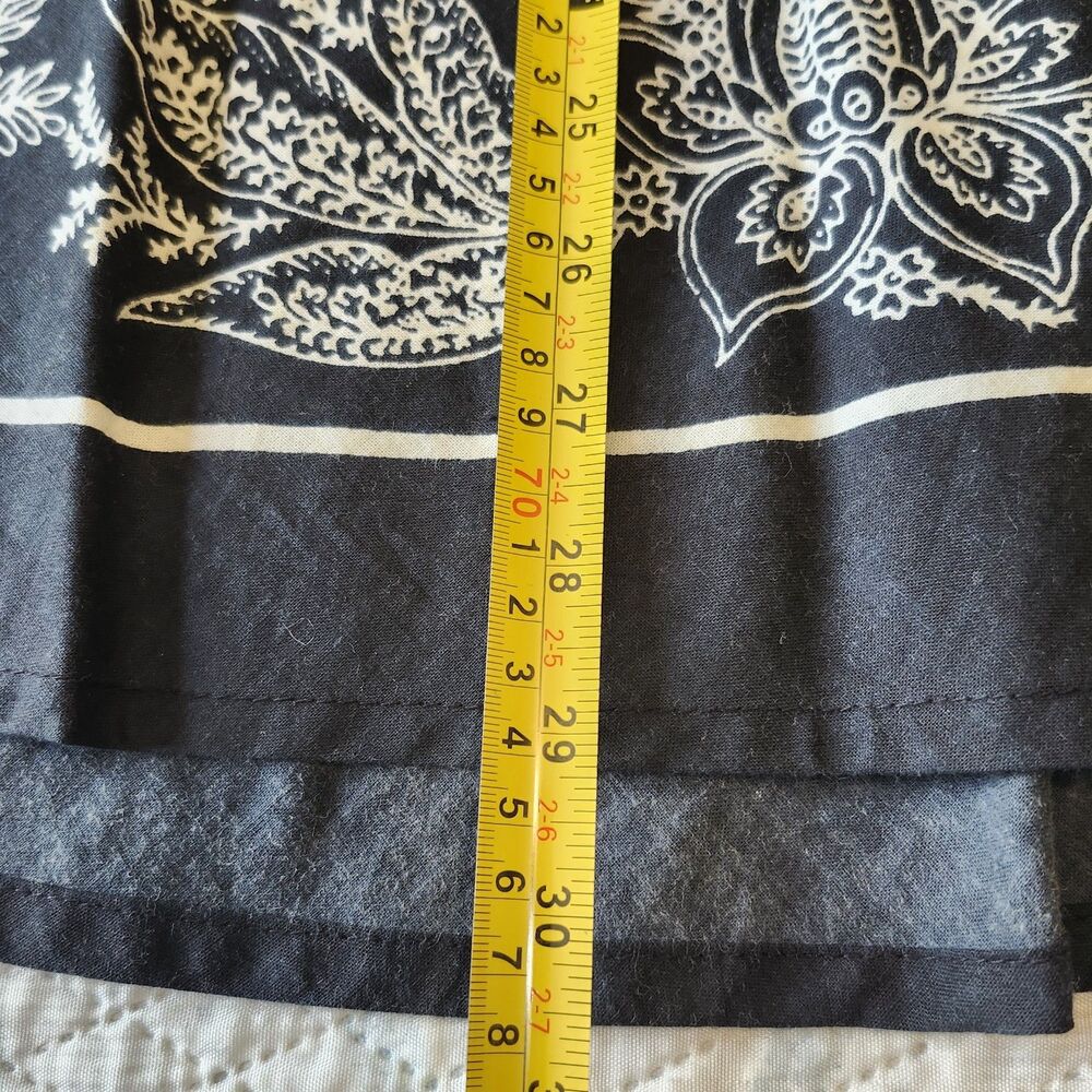 Studio West Boho Folk Bandana Print White Black Cotton Pull On Skirt Sz L - Picture 9 of 10